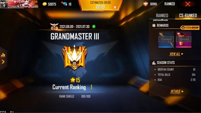 Free Fire Rank Grandmaster How to Achieve